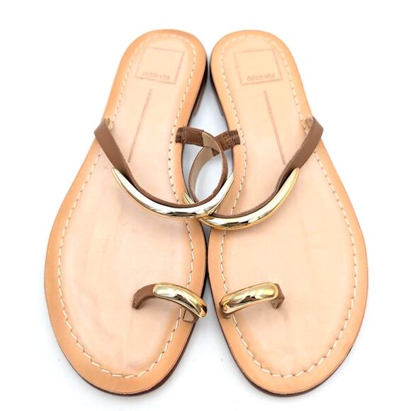 Dolce Vita Wink Toe-Ring Slide Flat Sandals Saddle Leather Size US8.5 EU39 - Picture 3 of 12